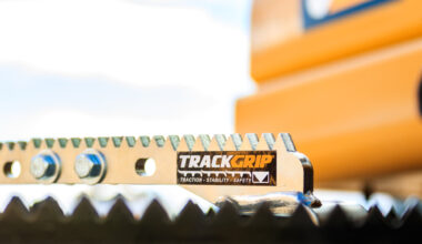 Silver Rubbergrip rubber track attachment with trackgrip logo